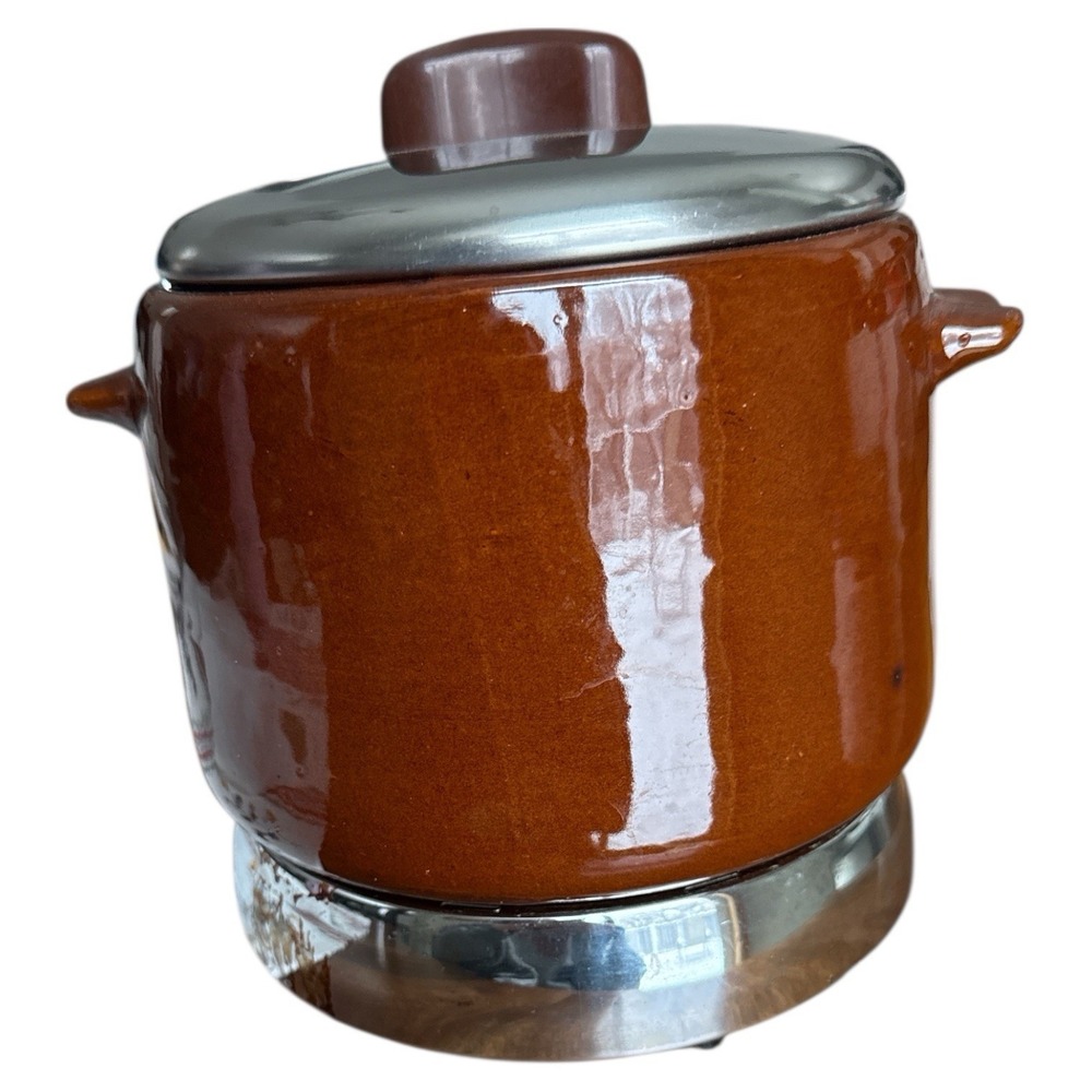 Vtg West Bend 2 Qt Bean Crock Pot Electric Heating Base‎ 3295E USA Made Tested